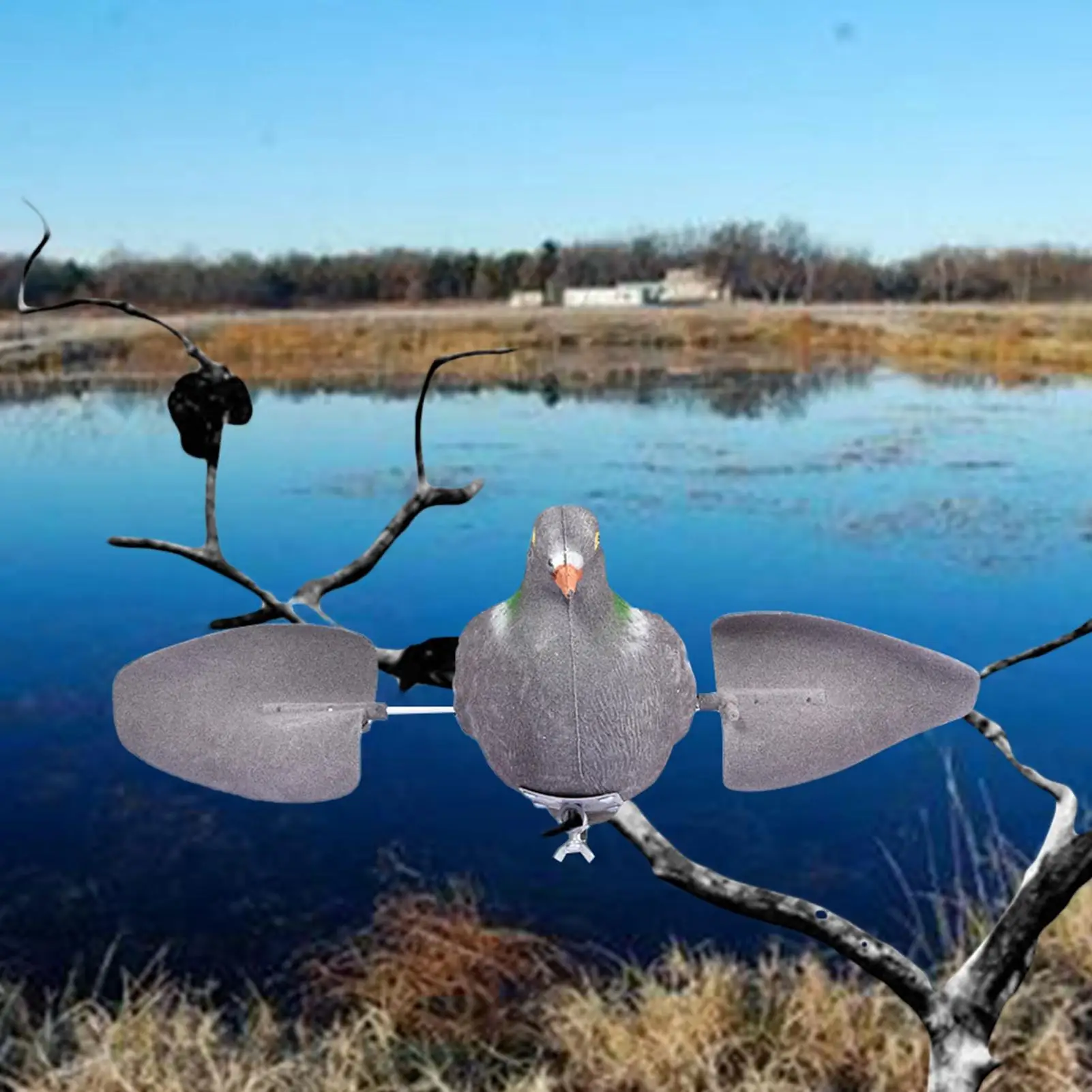 Leurre colombe volant réaliste à énergie éolienne - Décoration jardin et appât de chasse