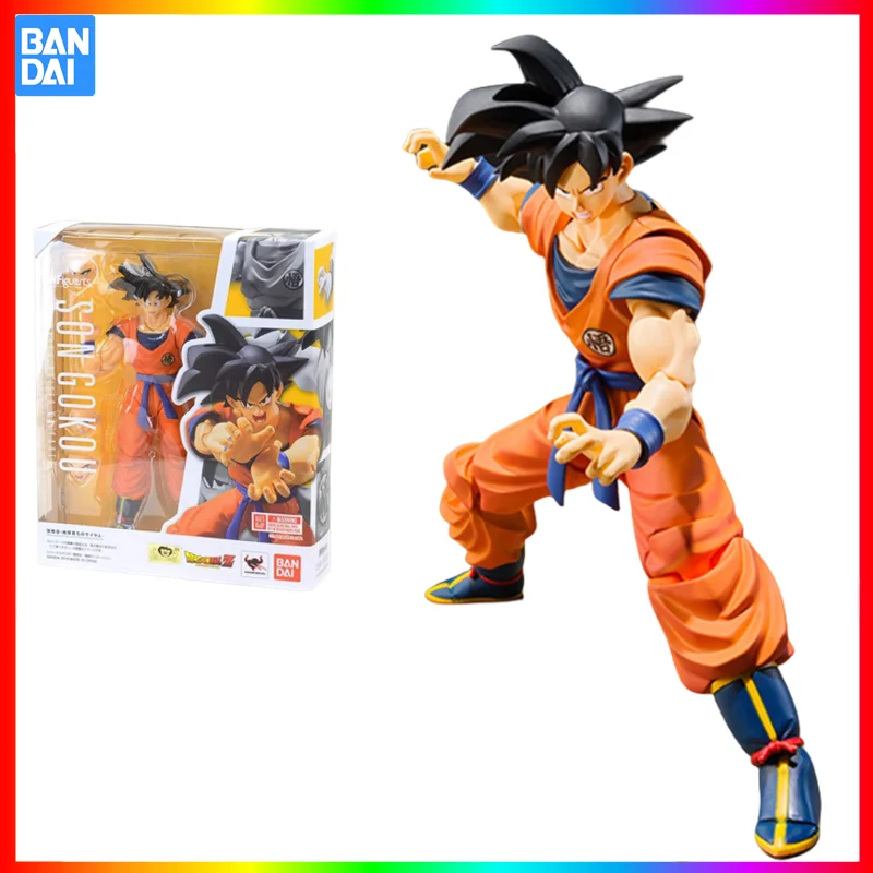 

Bandai Original S.H. Figuarts Anime Dragon Ball Black Hair Son Goku A Saiyan Raised on Earth Action Figure Collectible Model Toy