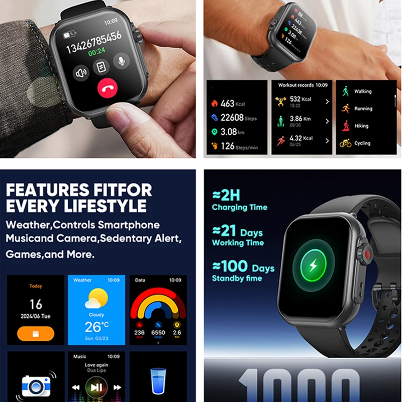 2026 New Women Watch Ultra 2 SE Smart Watches 1000mAh 1.85"AMOLED Full Touch Screen BT Call Smartwatch For IOS Android Gift 2
