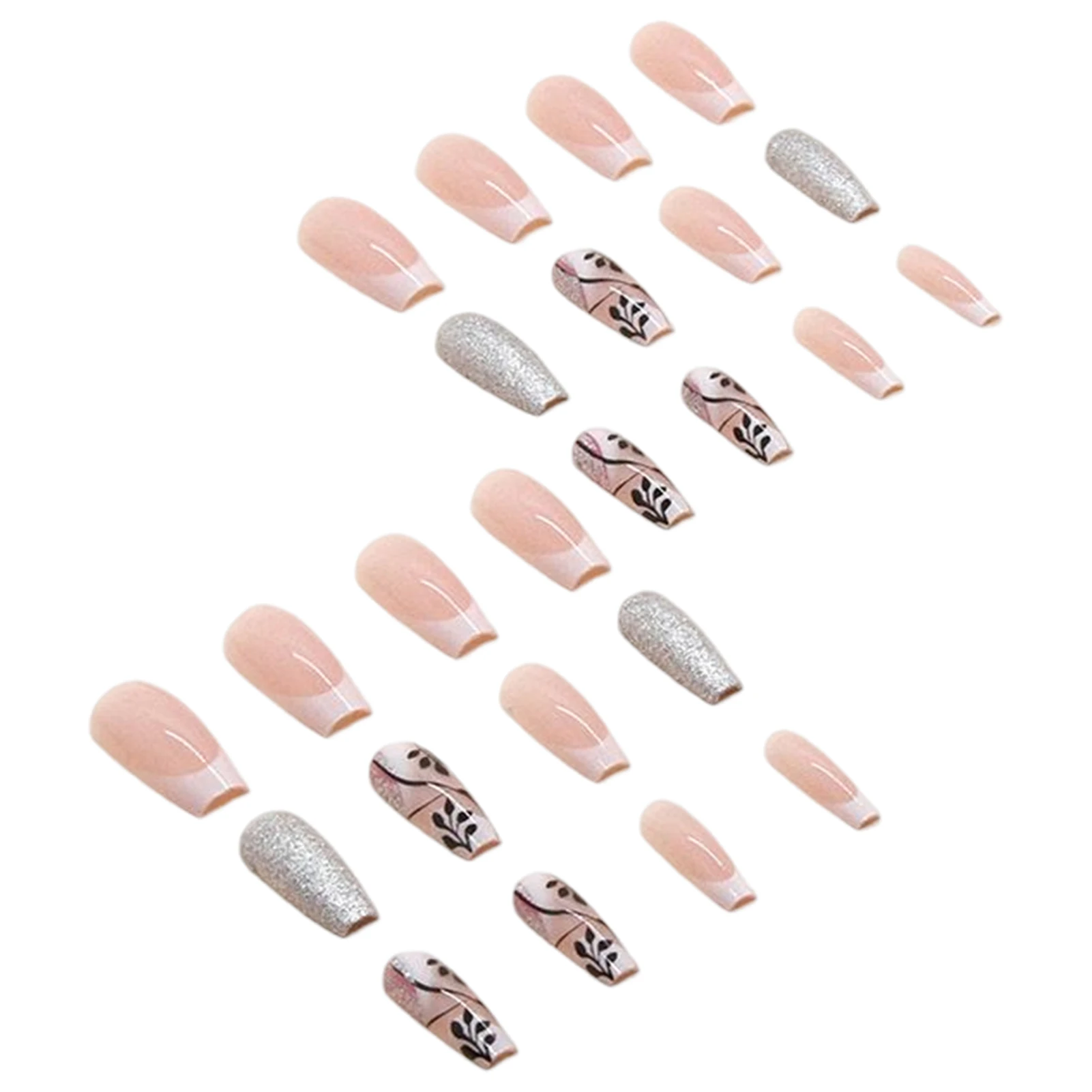 

French Pink Edges Sqaure Fake Nails Exquisite Applique Manicure Accessories for Wedding Dating Hand Decoration