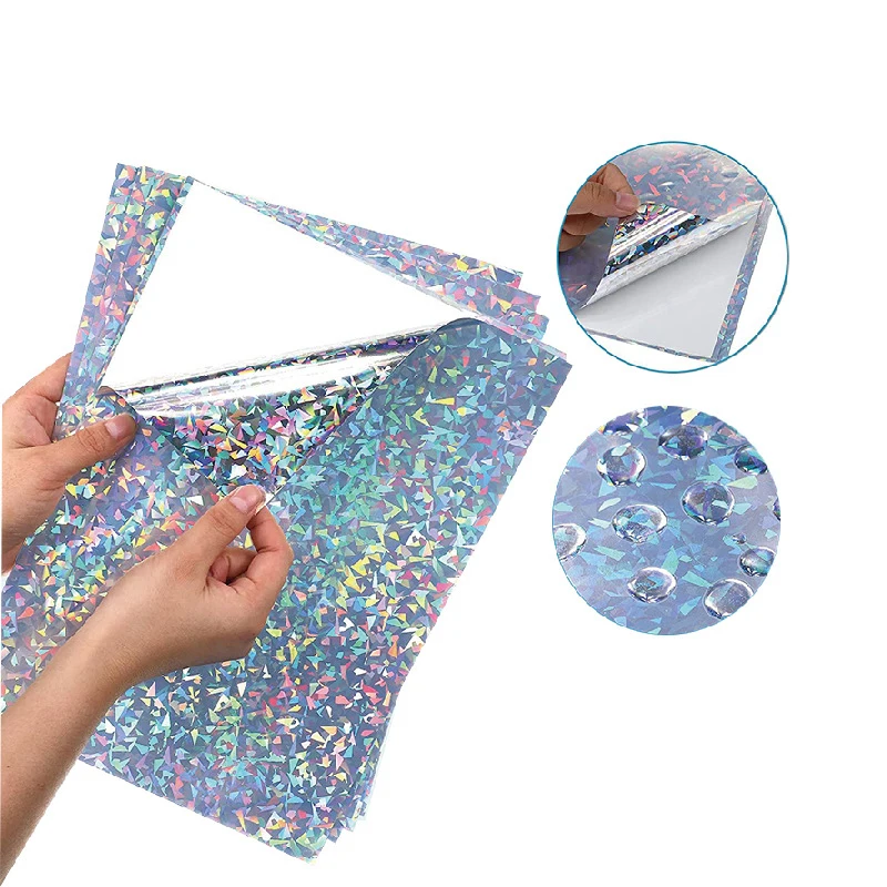 Adhesivo Plata Holografico Spiral Waterproof A4 Inkjet Printable Vinyl Sticker Paper PP PET 8.5*11inch Letter Size Sticker Paper