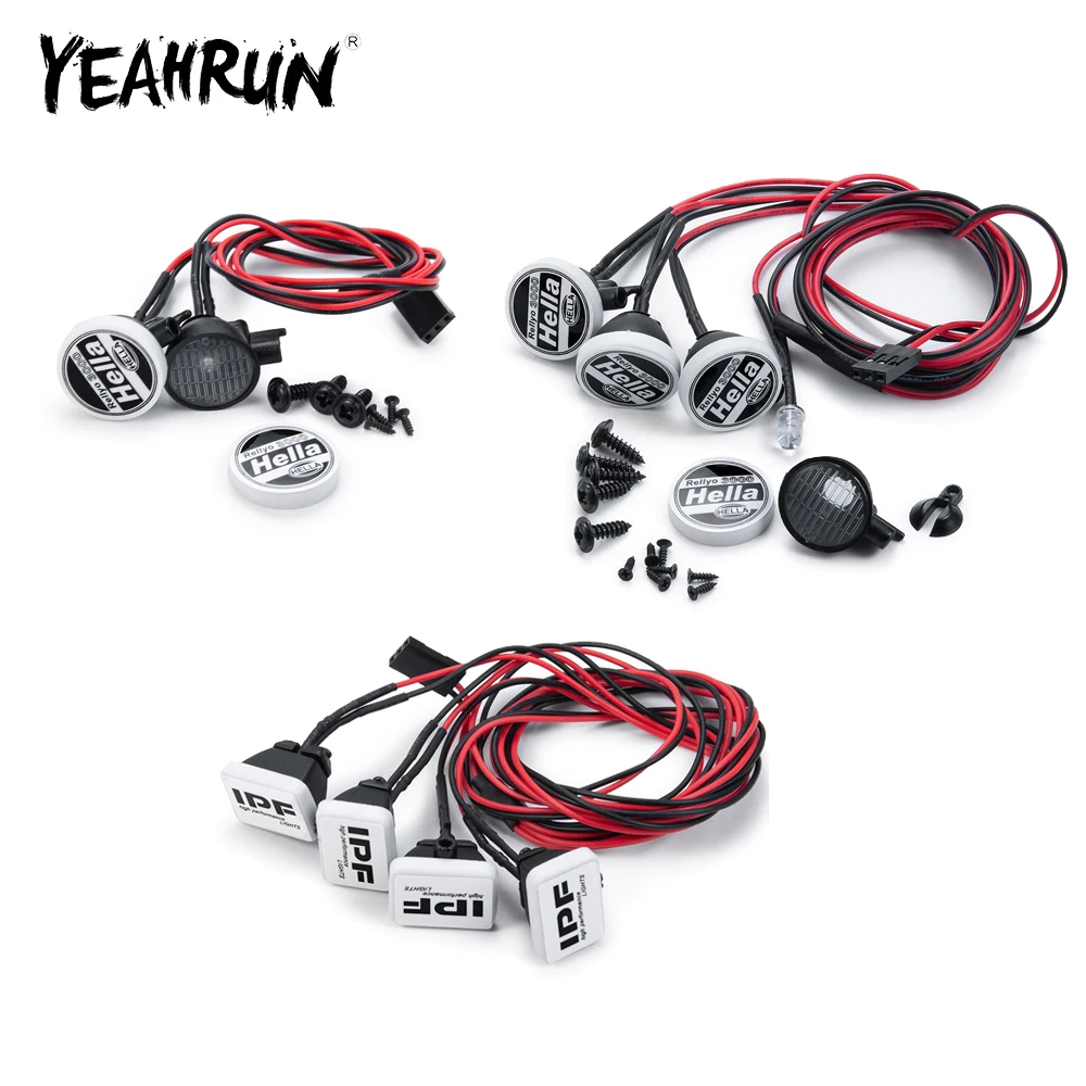 Lot 4 Feux LED Ronds Pour Voiture RC 1/10 – Avec Cache – Blanc – Compatible TRX-4, SCX10, Tamiya