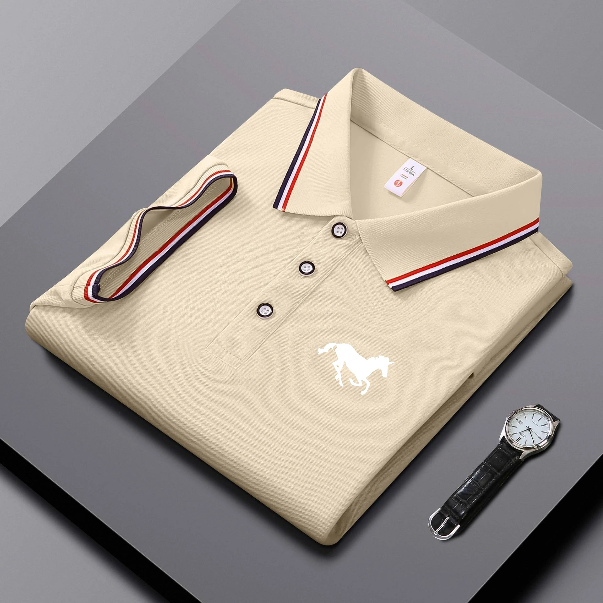 Embroidered Men's Polo Shirt, Summer Trend Short Sleeved Top of the Line Business Casual Comfortable Breathable Polo Shirt 20 Sb16869f9d9484a2ea1d883dc31421765J