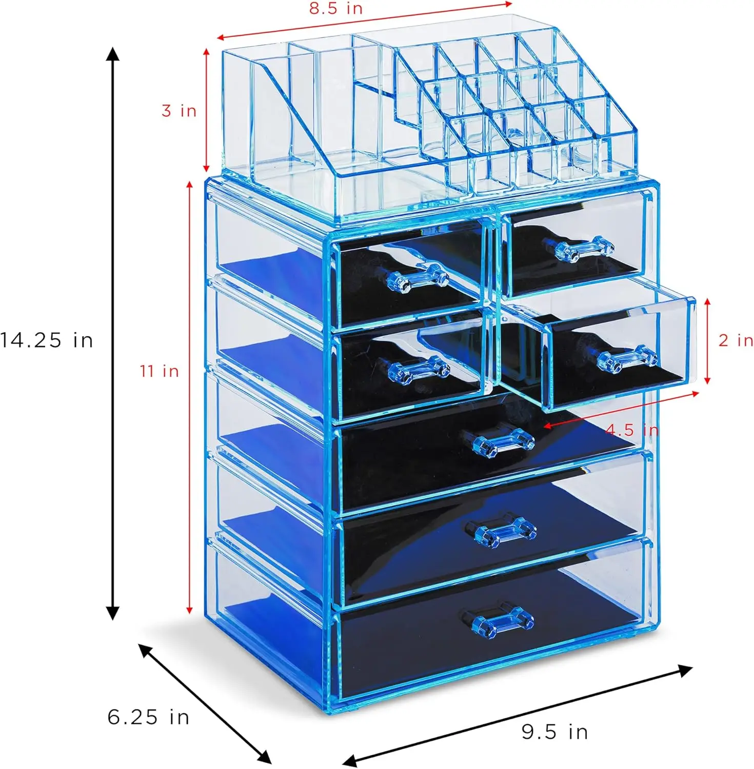 Clear Cosmetic Makeup Organizer - Make Up & Jewelry Storage, Case & Display - Spacious Design 4