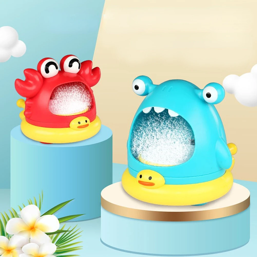Blowing Bubble Baby Bath Toys Outdoor Foam Maker Cute Cartoon Shark And Crab Bathroom Swimming Pool Toys Bathtub Soap Machine 2