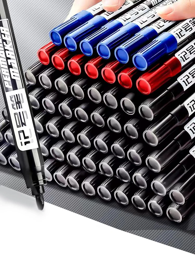 Marker Pens 10 Oil-based Black Line Marking Waterproof Non Fading Large Headed Non Erasable