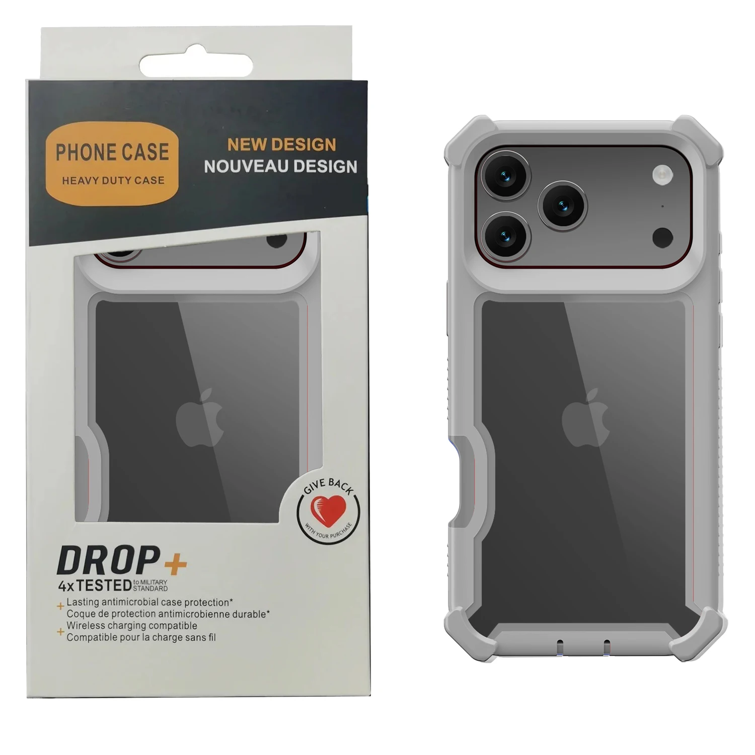 Enhanced Transparent Rugged Armor Soft Grip Protective Phone Case with Hybrid Bumper