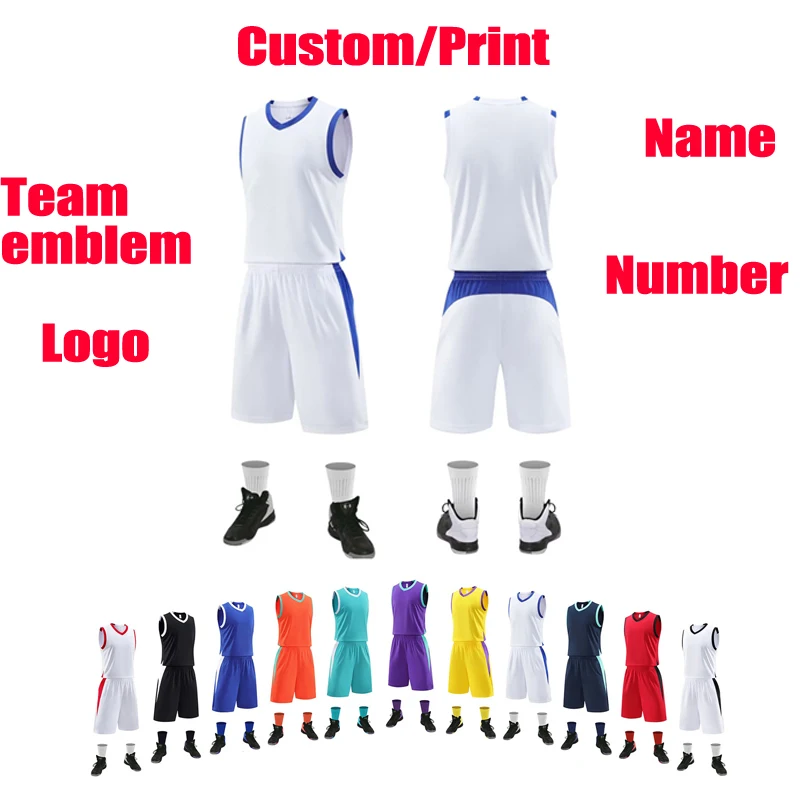 

Basketball jersey custom Basketball training suit Sportswear custom DIY Sports vest Men Boys Basketball jersey Sets Large size