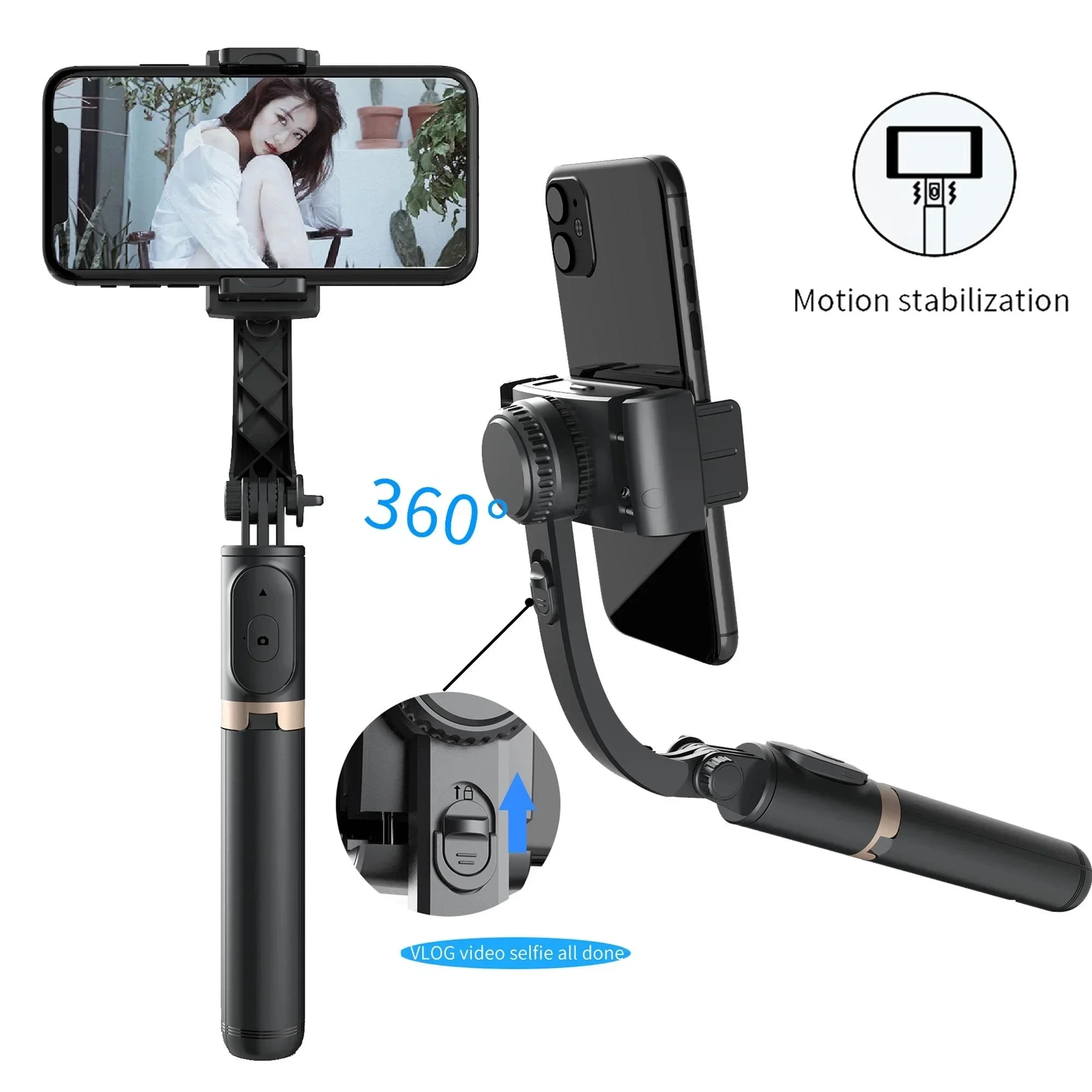 Xiaomi-Gimbal Estabilizador Selfie Stick, Suporte para Tripé Celular, Vara Selfie Ajustável para Smartphone, Gopro Vlog Record