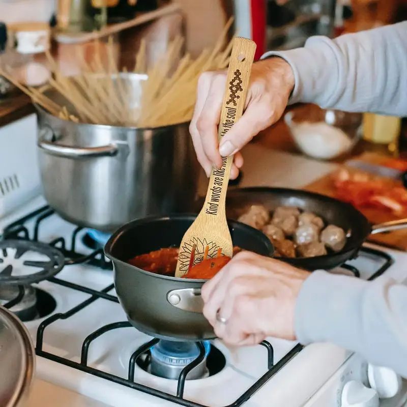5 Piece Wooden Spoon Cooking Utensil Set Easter Cooking Spatula Funny Handmade Home Tableware Dinnerware Cutlery For Kitchen