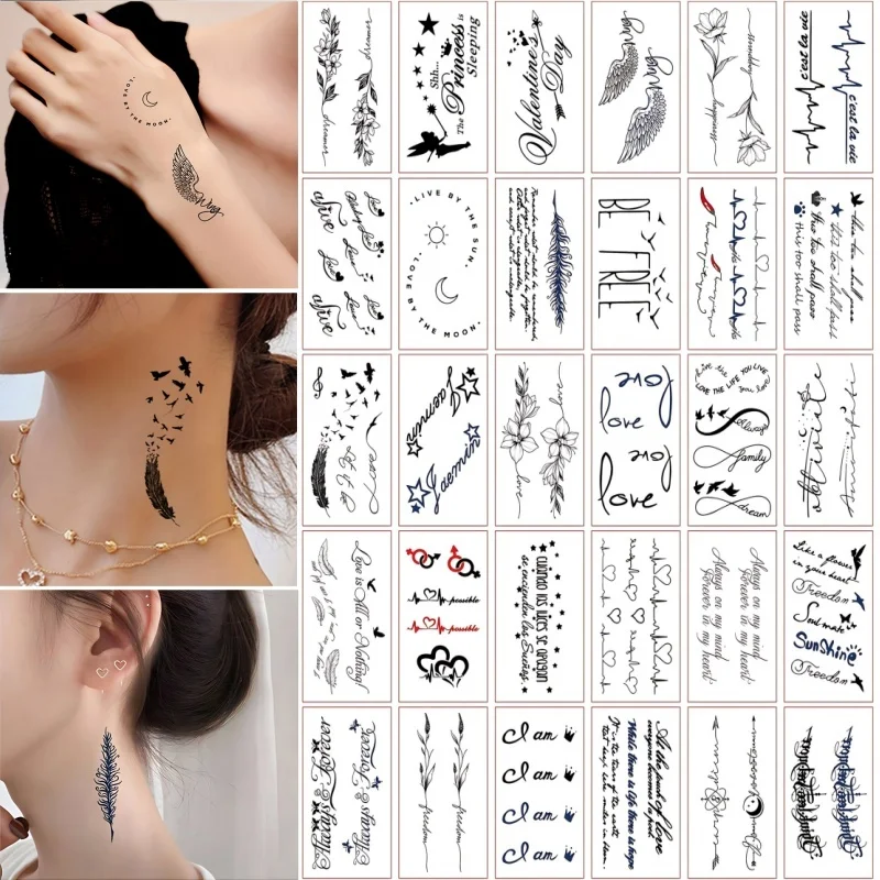 

30 шт./набор, водостойкая татуировка с перьями