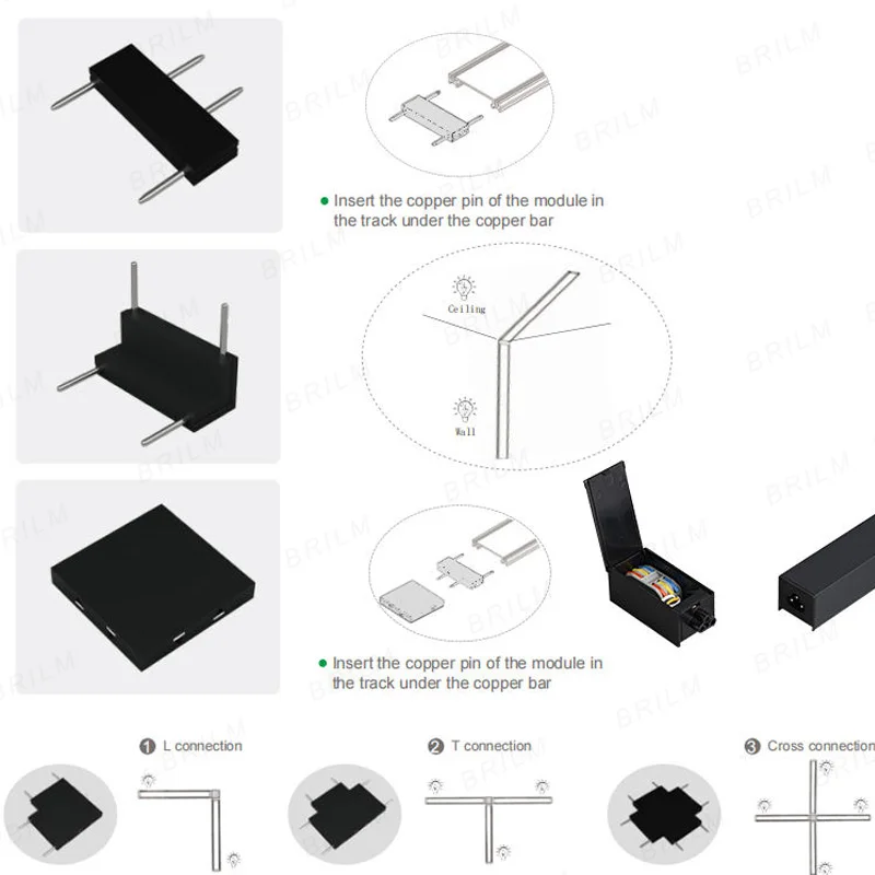 Ultra Thin Magnetic Track Light No Ceiling Required Surface Mounted DC48V Rail Home Store Flood Grille Spot LED Lamp Black White 4