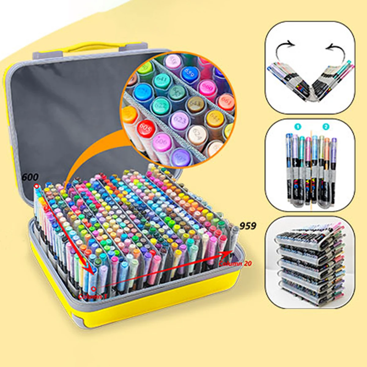360색 아티스트 마커 러기지 세트 - 소프트팁 직선 그리기용 리퀴드 아크릴 마커 DIY 그래피티 아트 페인팅 친구 선물