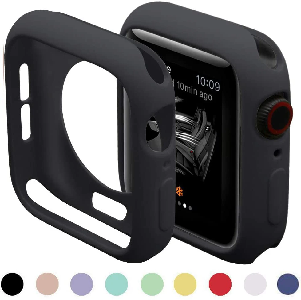 Soft Silicone Case For Apple Watch 7 45mm 6 Se 5 4 3 42mm 38mm Cover  Protection Shell For Iwatch Series 7 6 5 40 44 41mm Bumper - Watch Cases -  AliExpress