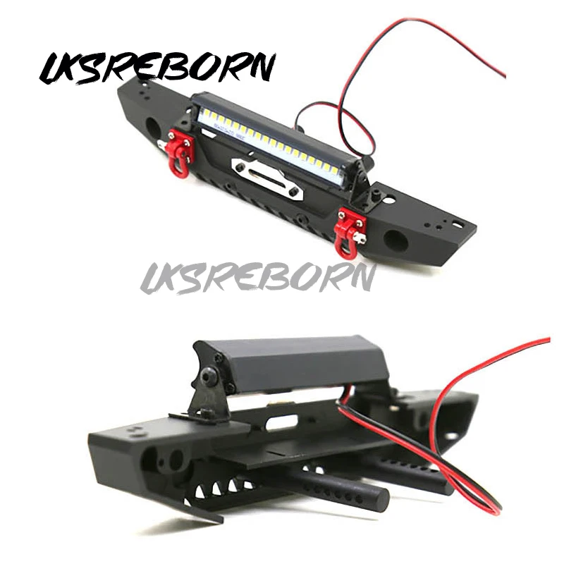 

Droyuke Metal Front Bumper With LED Light for TRX-4 TRX4 Axial SCX10 90046 90047 1/10 RC Crawler Car Upgrade Accessories