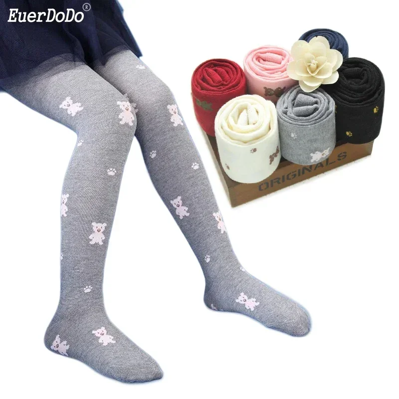 Girls Tights Cartoon Bear Stockings Kids Pantyhose Spring Autumn Winter 2 To 9 Years Children's Tights Cotton Clothing