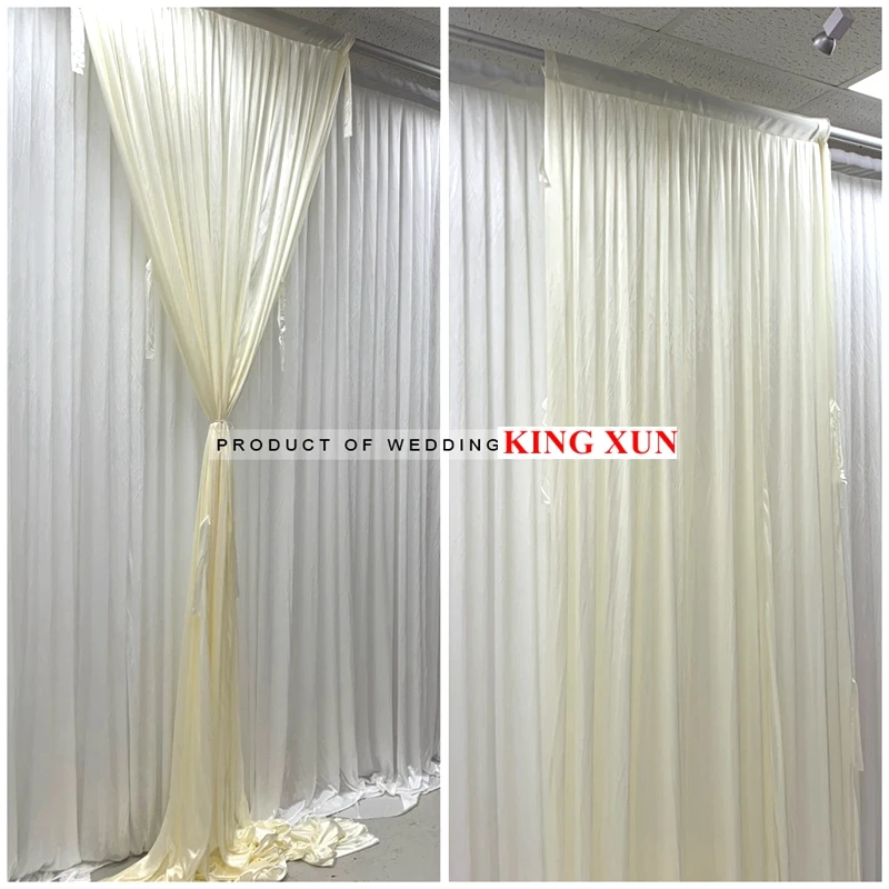 

10X10T Ivory Ice Silk Wedding Backdrop Drape Curtain Poly Stage Background Photo Booth Event Banquet Party Decoration