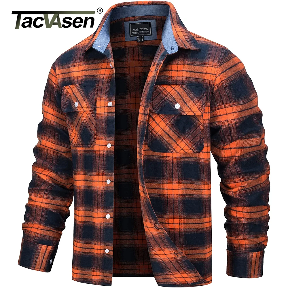 TACVASEN Oversize Lightweight Shirt Jacket Button Down Cotton Plaid Shirts  Mens Long Sleeve Streetwear Flannel Shirts W/ Pockets - AliExpress, image size:1000x1000