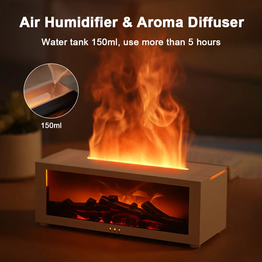 Aroma Humidifier Flame Essential Oil Diffuser Air Humidifier Aromatherapy Fragrance Diffuser with RGB Light and Remote Control 2