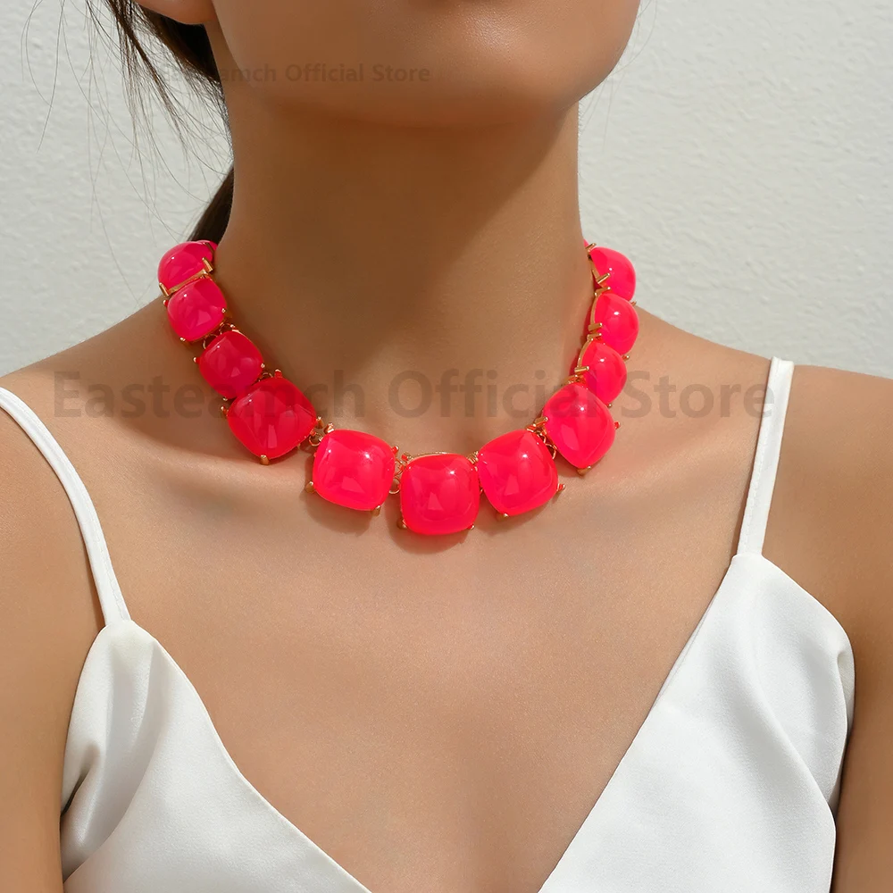 

Fashion Resin Matching Choker Necklaces Luxury Design Unusual Original Decor Statement Female Wedding Party Jewelry Accessories