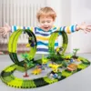 Magic Climbing Electric Dinosaur Car Track Railway Toy Car Set Bend Flexible Race Track Flash Light Car High Quality Toy For Kid 1
