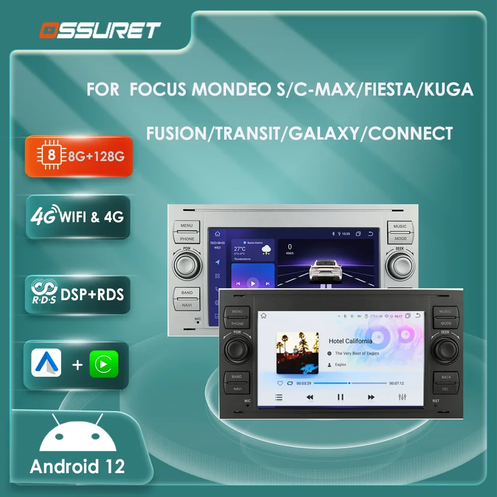

7"Android Autoradio 7862 8 Core Multimedia Player For Ford Focus Mondeo S/C-MAX Fiesta Fusion Kuga 4G GPS Navi Stereo CarPlay