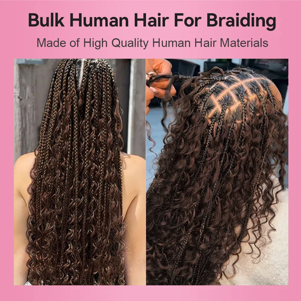 100g/PC #2 Dark Brown Deep Wave Human Hair Bulks Full End Vietnamese Virgin Hair Braiding No Weft Human Hair Extension 5