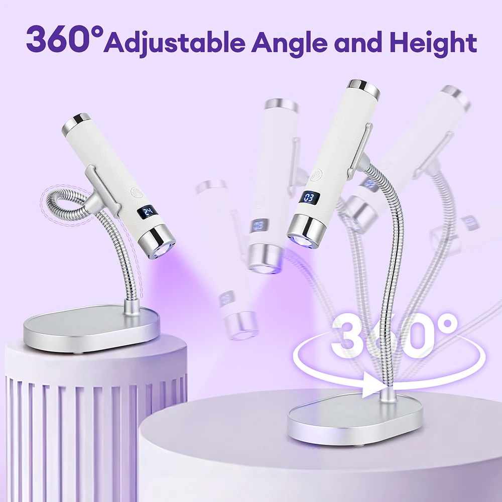 Portable UV Nail Lamp Handheld Stand USB Rechargeable Gel Nails Lamp With Flexible Hose LED Therapy Light Nail Art Tools