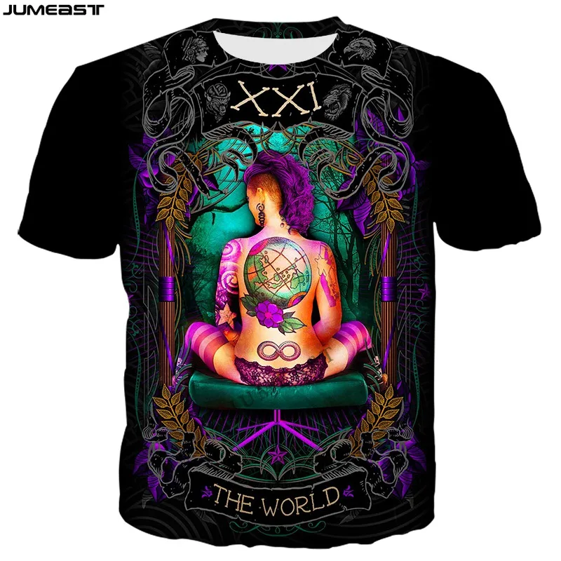 

Jumeast Y2k Men Women 3D Printed T-Shirt Hip Hop Tarot Cards Short Sleeve T Shirt Fashion Sport Pullover Tops Tees