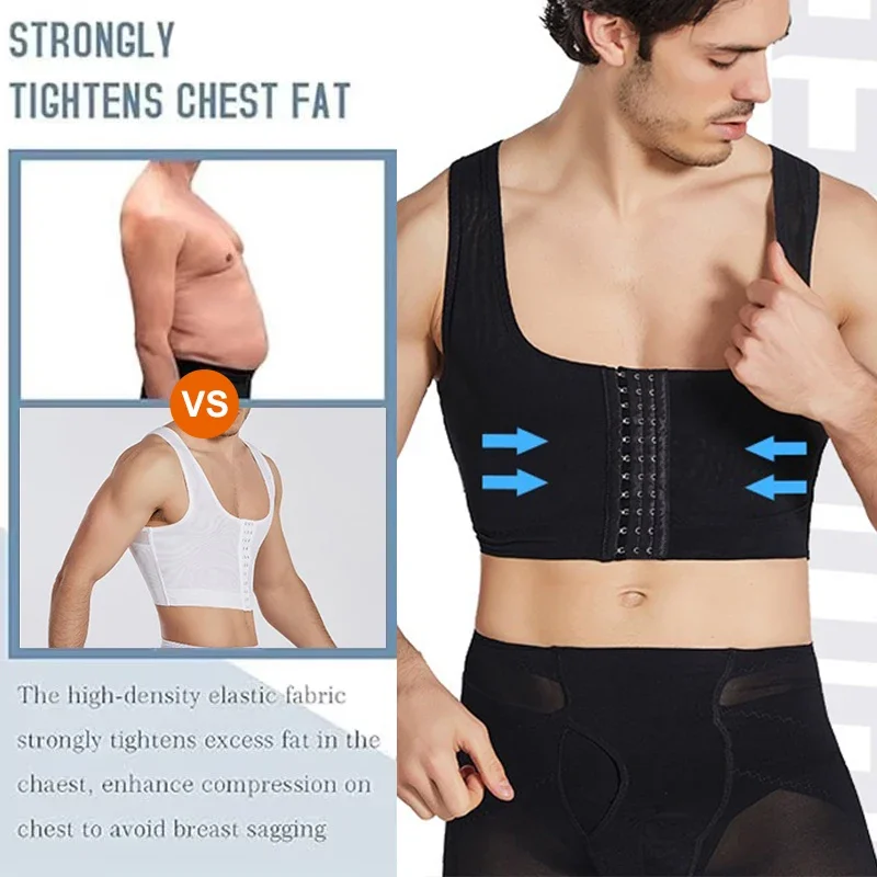 MrifDila Hook Compress Chest Men Body Shaper Chest Binder Compression Hook Compression Shirts Hide Gynecomastia Vest
