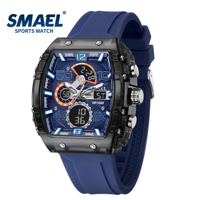SMAEL 8109 New Men's Watch Multifunctional Sports 50M Waterproof Dual Display LED Night Light Leisure Student Electronic Watch 1