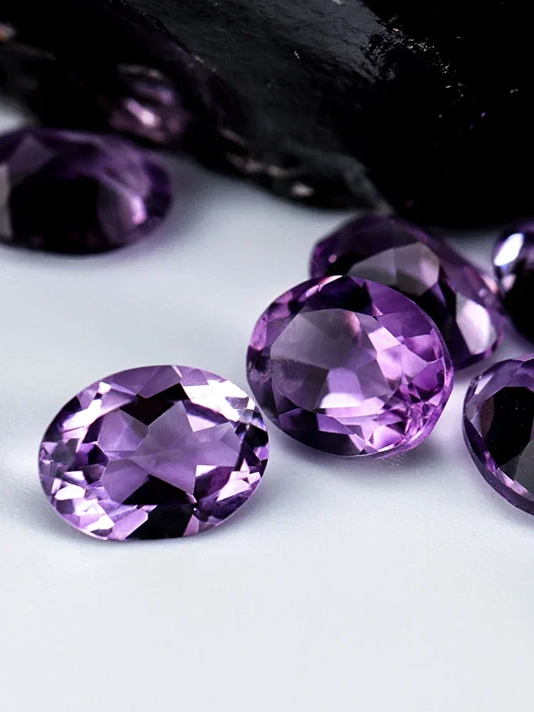 Brazil natural amethyst crystal 6*8mm/7*9mm/8*10mm/10*12mm/10*14mm/12*16mm oval cut gemstone for jewelry making loose gemstones
