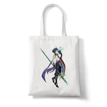 

Hot Game Genshin Impact XIAO Canvas Anime Bag Harajuku Tote Bag Shopper Large Capacity Women Bag Casual Shoulder Bag Handbag