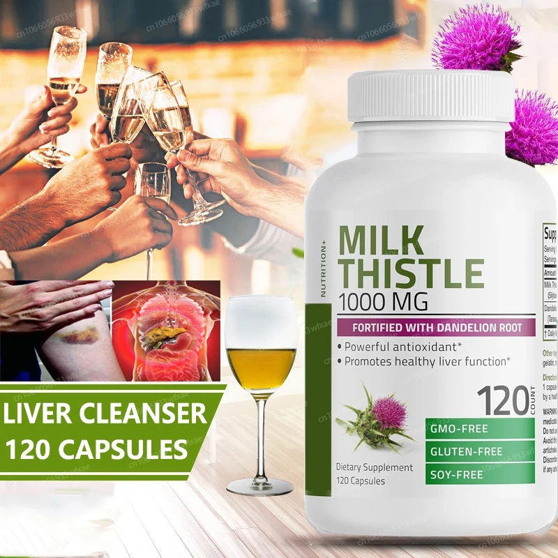 Milk Thistle Extract 1000mg Capsules Dandelion Thistle Liver Health Supports Liver Function Cleanse Detox Formula
