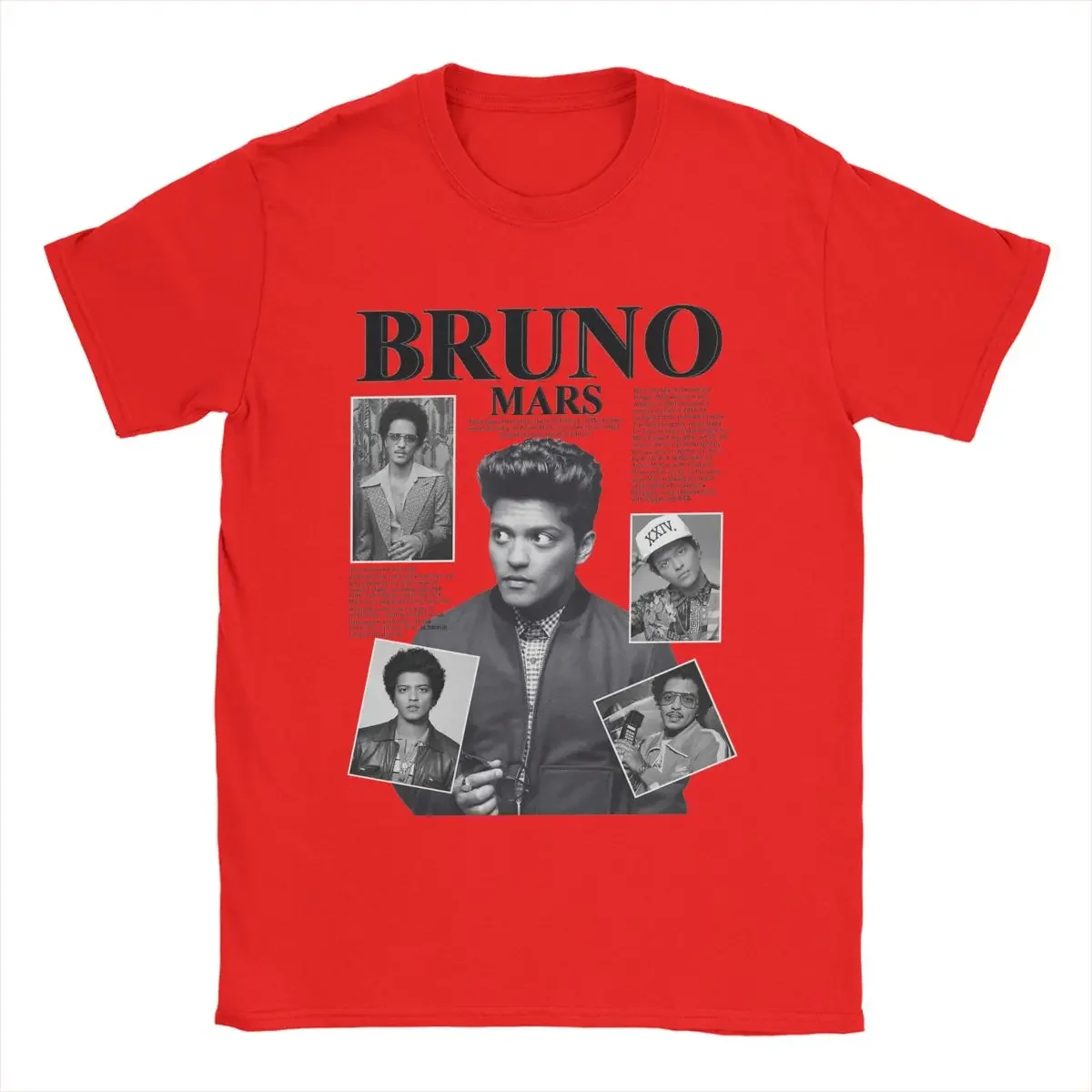 Bruno Mars T-Shirts for Men Novelty Pure Cotton Tee Shirt O Neck