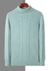 Men Turtleneck Cashmere Sweater Autumn Winter Thick Pullover 100% Mink Cashmere Knitwear Cable Knitting Warm Casual Business Top 2