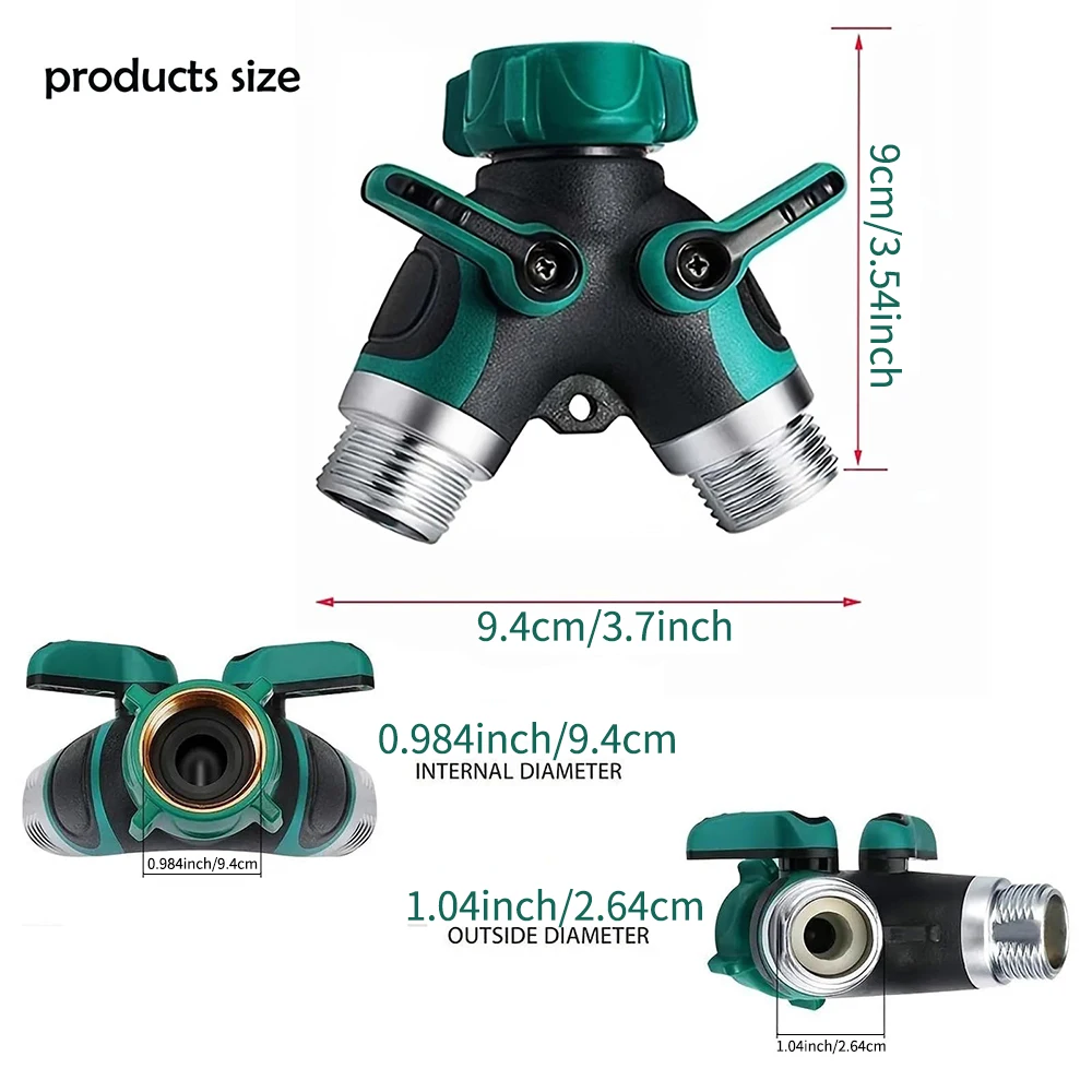 Y-Type Garden Hose Splitter Garden Hose Connector with Faucet Watering Shut Off for Landscaping Flower Planting Irrigation