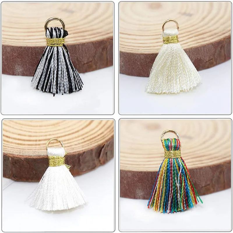 100pcs 20mm Mini Tassels with Golden Jump Ring for Earring Jewelry Making Multicolored DIY Projects