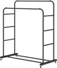 Double Rods Clothing Rack with Wheels, Garment Rack for Hanging Clothes, Multi-functional Bedroom Clothes Rack, Black 2