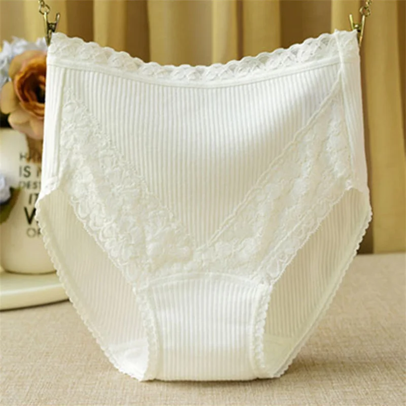 

High-Waist Underwear Women Cotton Underwear Breathable Seamless Lace Trim Comfortable Large Size Panties