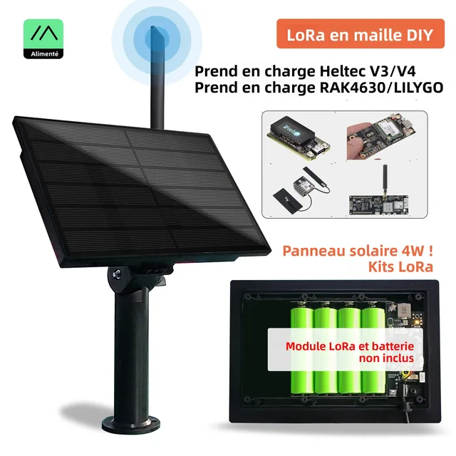 Panneau solaire 4W 868 915Mhz, batterie extérieure étanche, application méshtastique Heltec LoRaWAN pour RAK4631 LILYGO ESP32 Arduino bricolage LoRa IoT 1