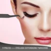 1/9 Pieces Curved Tip Eyelash Extension Tweezers, Stainless Steel Curved Tip Tweezers Pointed Tip Tweezers with Protective 5