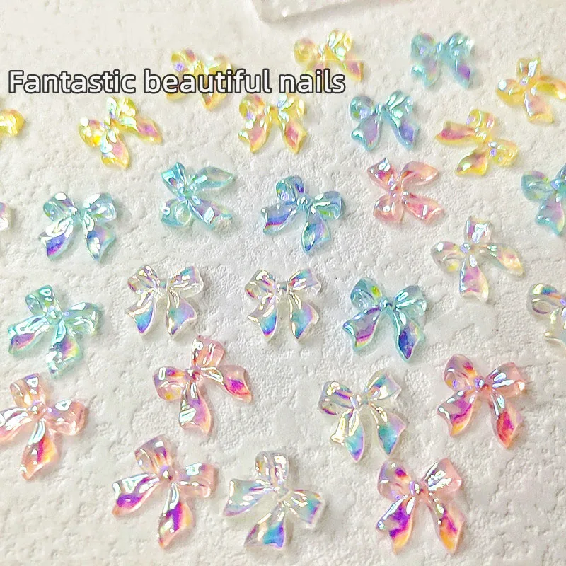 오로라 AB 11x1mm 송진 활 매듭 네일 아트 장식, 라인석 DIY 투명 매니큐어 디자인 액세서리, 30 개, 100 개