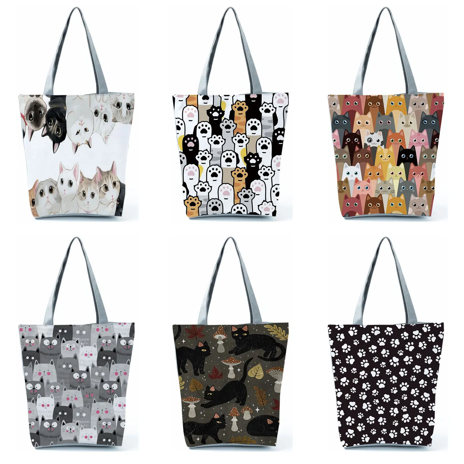 

Design Cute Cartoon Anime Cat Print Makeup Bag Heat Transfer Women's Shoulder Bag Portable Organize Women Fashion Cosmetic Bag