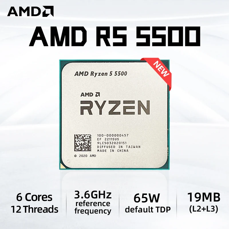 AMD Ryzen 5 5500 CPU Box Version Novo With CPU Cooler Fan Radiator R5 5500  Brand New Socket AM4 65W Desktop CPU Processador - AliExpress