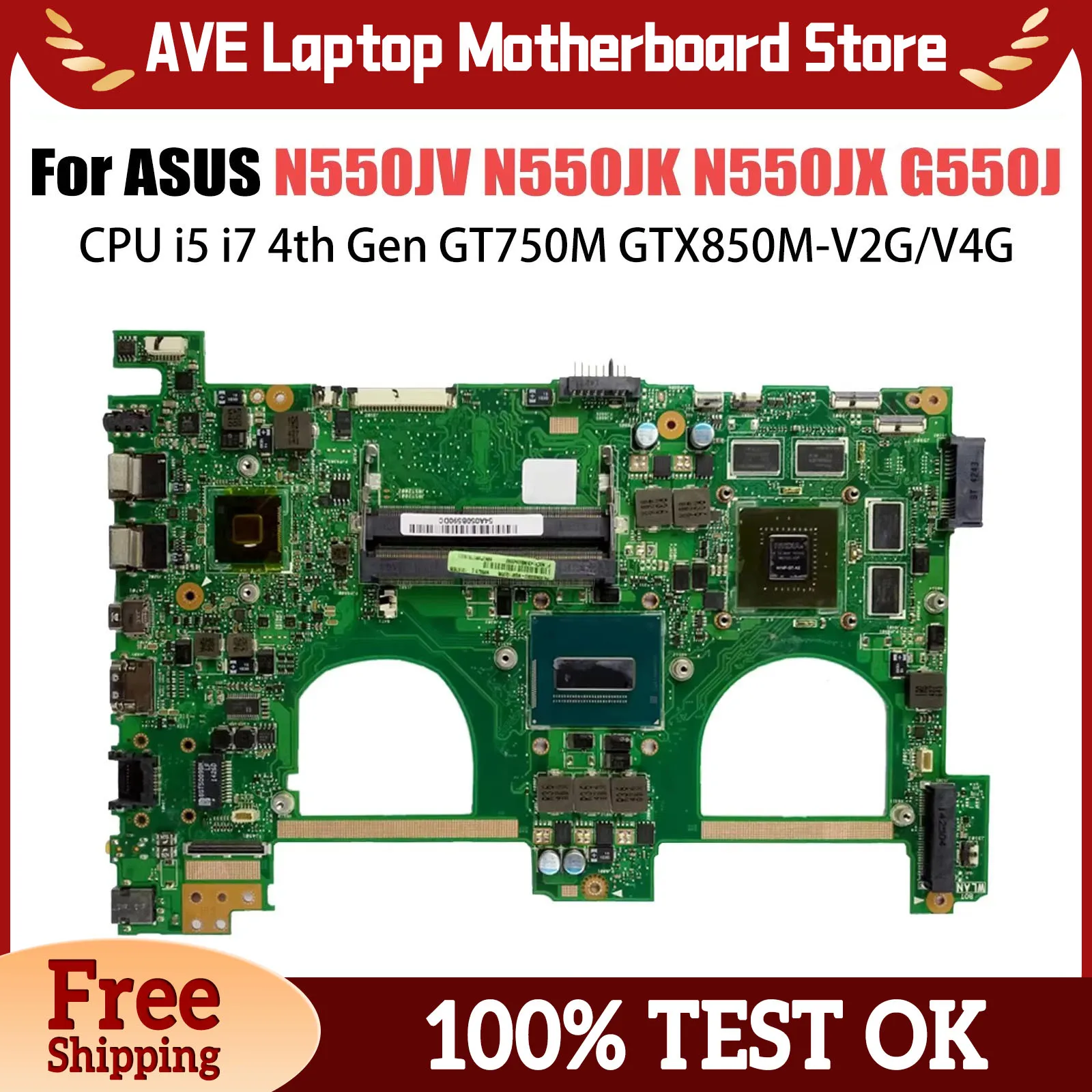 N550JK For ASUS N550JK N550JV N550JX Laptop Motherboard i7-4700HQ