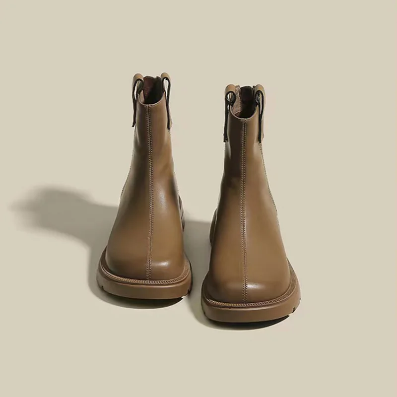 Autumn Winter Chelsea Boots Women Platform Brown Black Beige White Ankle Boots for Women Fur Short Chunky Punk Gothic Shoes