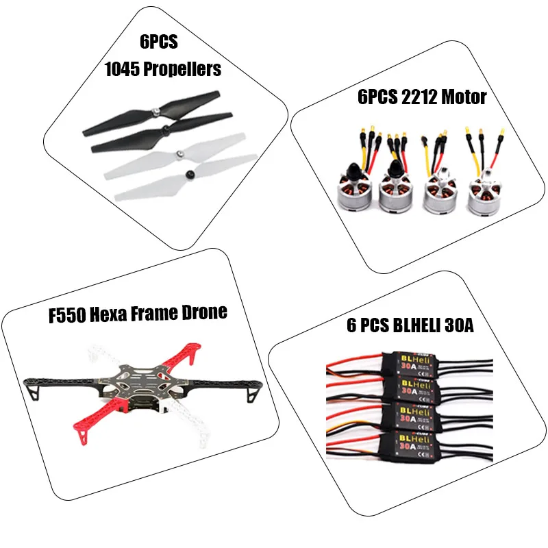 Plastic 550 6-Axis Rack Drone Kit Ardupilot quadcopter Blheli 30A ESC 2212 Motor