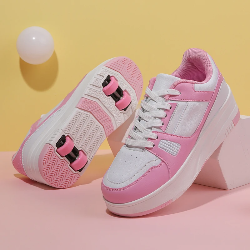 

Student Pulley Walking Shoes Unisex Designer Teenagers Double-row Invisible Boy Girls Four-wheel Deformation Shoes Roller Skates
