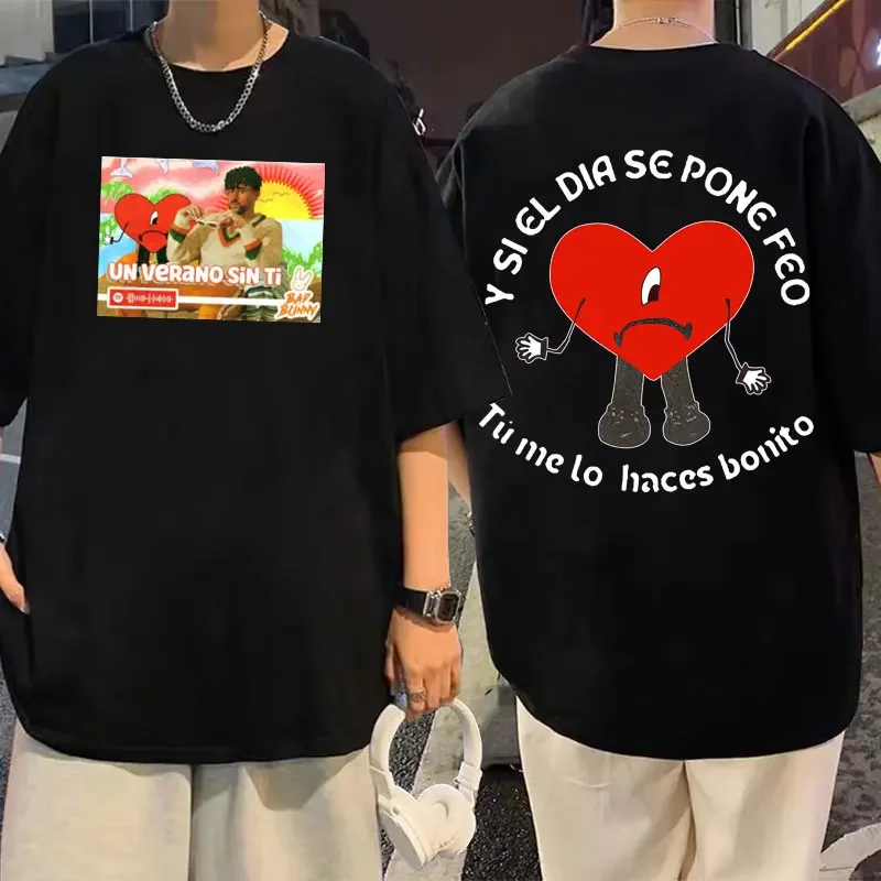 Tendenza Uomo Bad Bunny Un Verano Sin Ti Album Musicale T-Shirt Y Si El Dir Se Pone Feo Tu Me Lo Haces Bonito Love Eyes Graphic Top